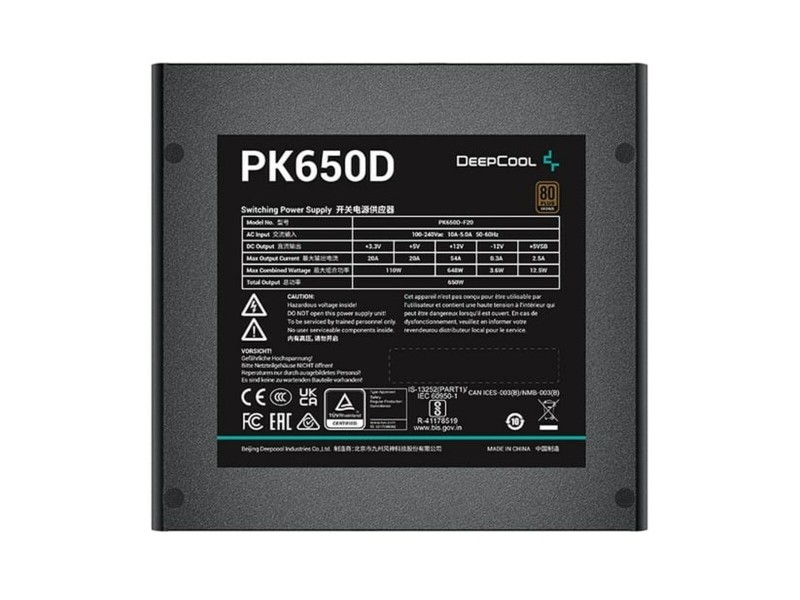 Захранване DEEPCOOL R-PK650D-FA0B-JGEU ATX 650 W 80 Plus Bronze RoHS WEEE Захранване DEEPCOOL R-PK650D-FA0B-JGEU ATX 650 W 80 Plus Bronze RoHS WEEE NaN – BB Захранвания