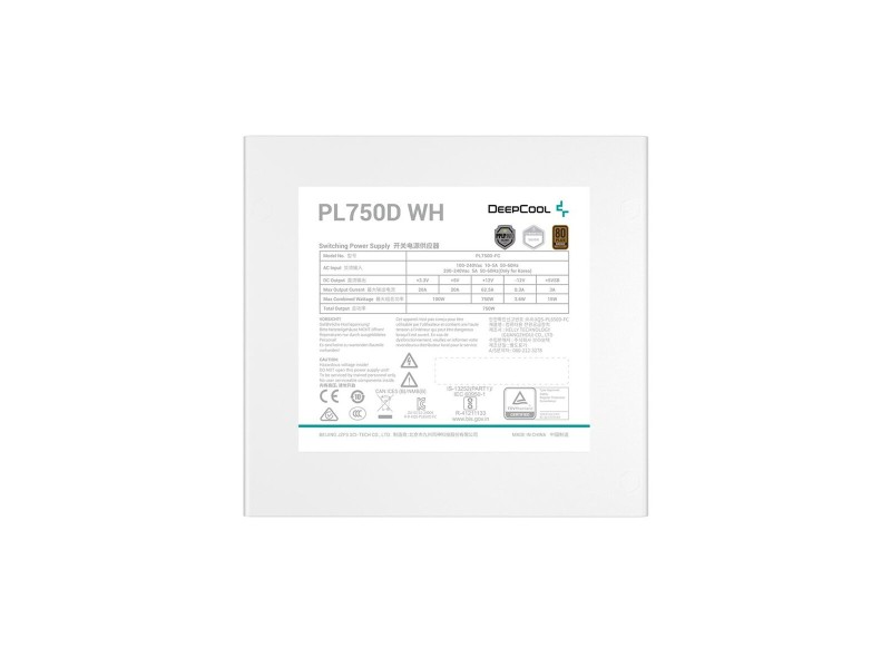 Захранване DEEPCOOL R-PL750D-FC0W-EU-V2 ATX 750 W 80 Plus Bronze RoHS WEEE NaN –  BB Захранвания