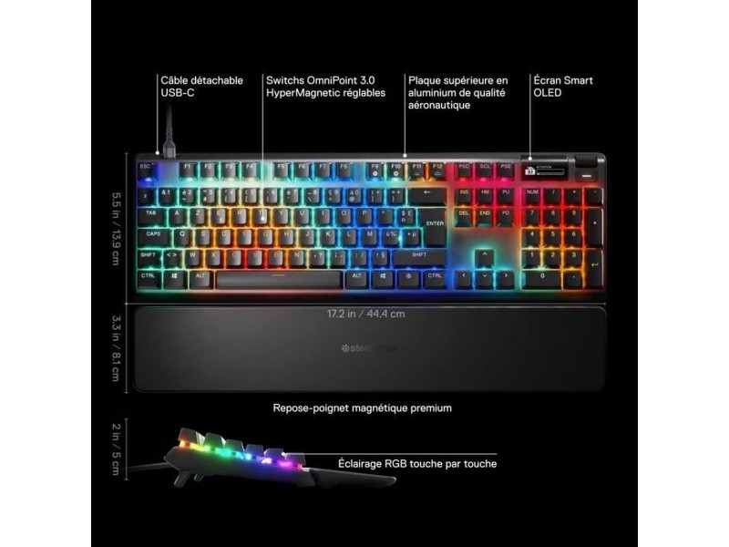 Клавиатура SteelSeries Apex pro gen 3 Черен Azerty френски NaN –  BB Клавиатури