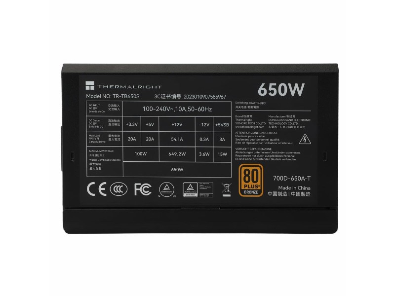 Захранване Thermalright TB650S ATX 650 W 80 Plus Bronze NaN –  BB Захранвания