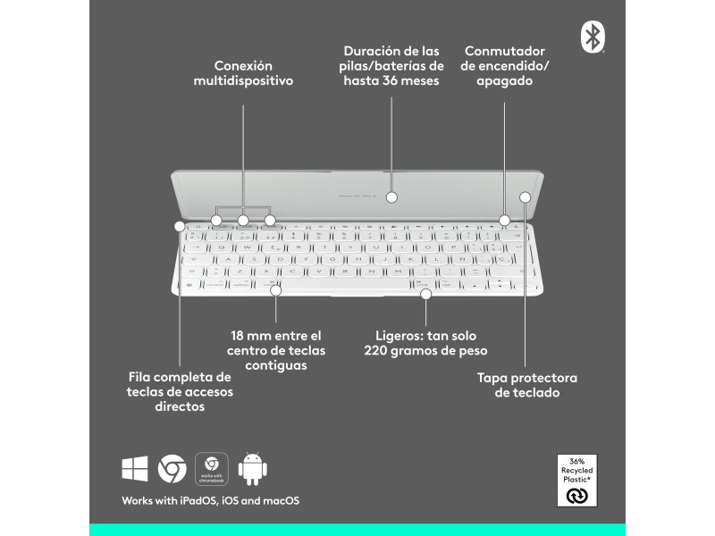 Блутут клавиатура Logitech 920-013011 Испанска Qwerty Сив Бял/Сив NaN –  BB Клавиатури