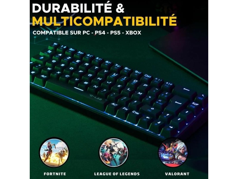 Клавиатура The G-Lab KEYZ TITAN Черен Azerty френски NaN –  BB Клавиатури