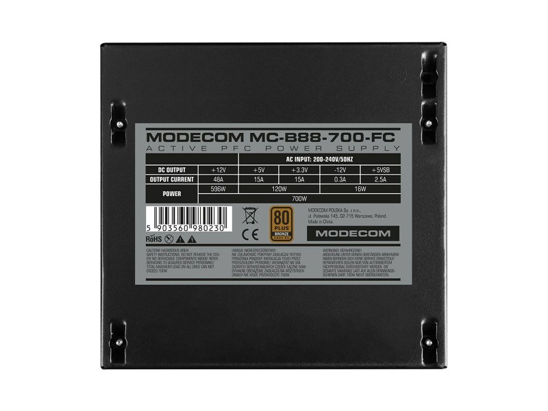 Захранване Modecom ZAS-MC-B88-700-ATX-FC-BULK ATX 700 W 80 Plus Bronze NaN –  BB Захранвания