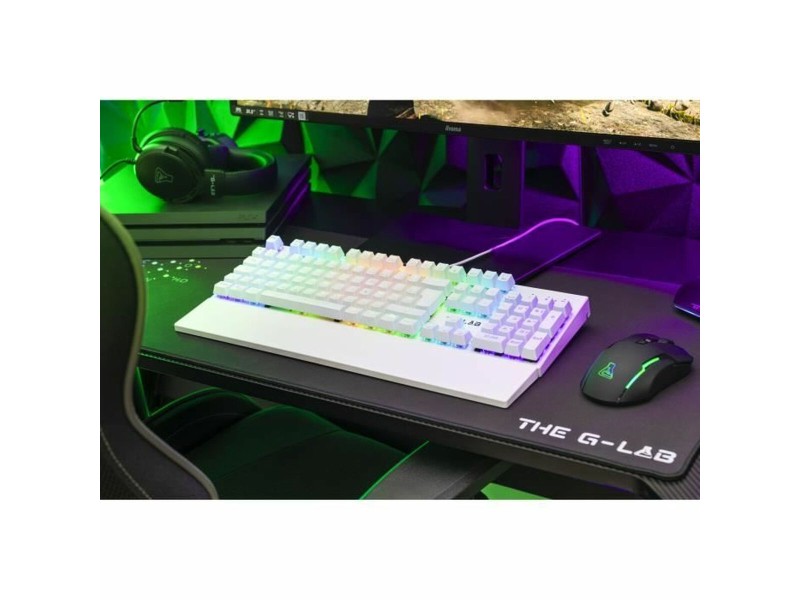 Механична клавиатура The G-Lab KEYZ RUBIDIUM Бял Azerty френски NaN –  BB Клавиатури