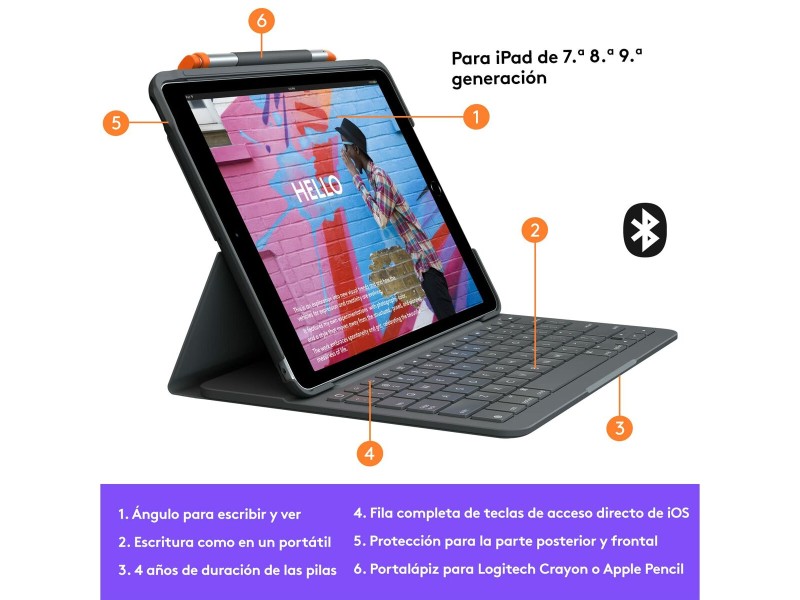 Универсален калъф за таблет и клавиатура Logitech 920-009478 Сив Графит Испанска Qwerty QWERTY NaN –  BB Клавиатури
