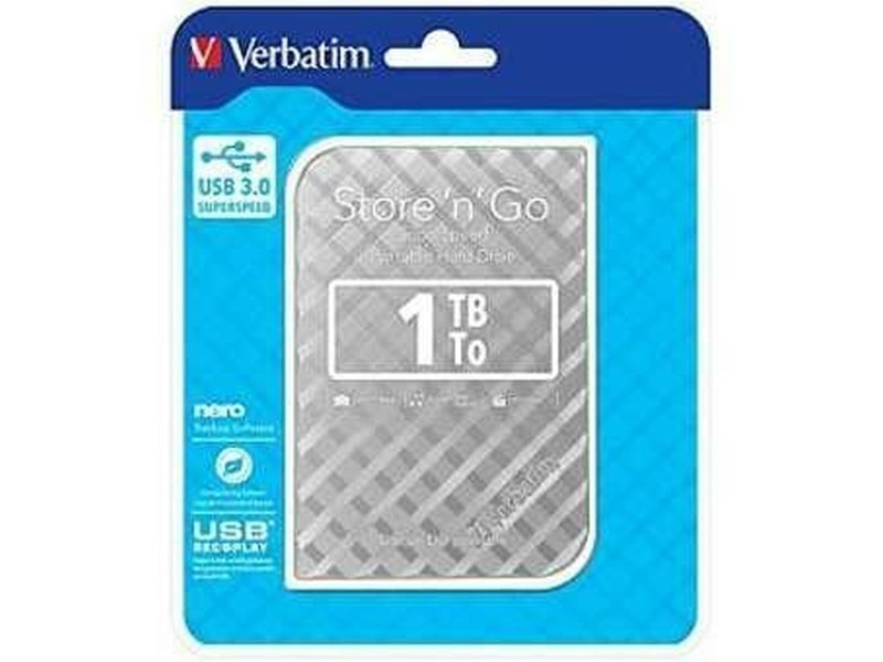 Външен харддиск Verbatim 53197 1 TB HDD Сребрист NaN –  BB Външни твърди дискове
