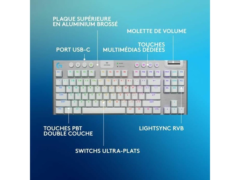 Клавиатура Logitech G915 X Бял френски AZERTY NaN –  BB Клавиатури
