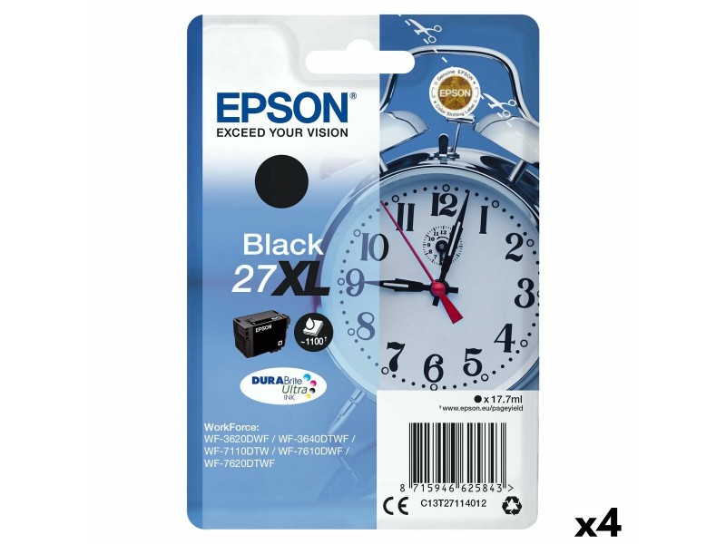 Оригиална касета за мастило Epson WF-3000 7000 - Nº27XL Черен (4 броя) NaN –  BB Касети с мастило