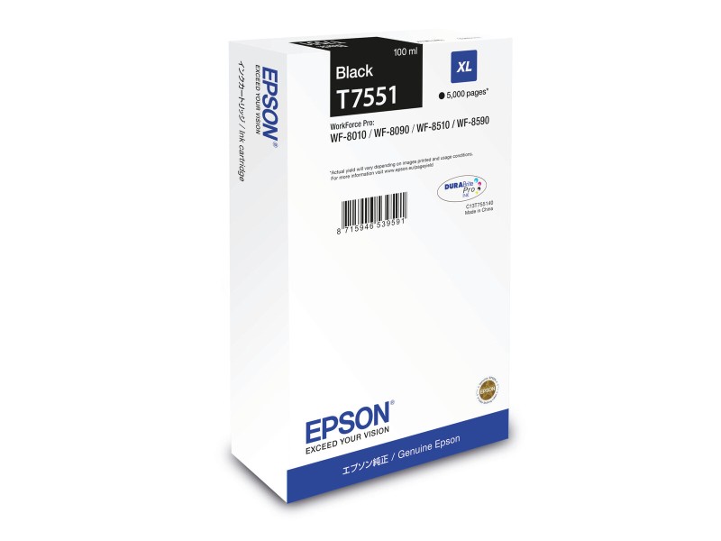 Оригиална касета за мастило Epson T7551 Черен NaN –  BB Касети с мастило