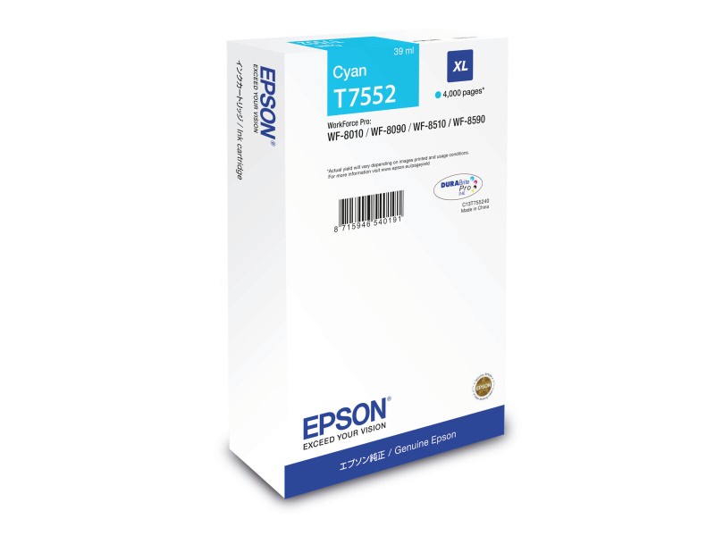 Оригиална касета за мастило Epson T7552 Син Синьо-зелен NaN –  BB Касети с мастило