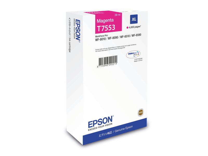 Оригиална касета за мастило Epson C13T755340 Пурпурен цвят NaN –  BB Касети с мастило
