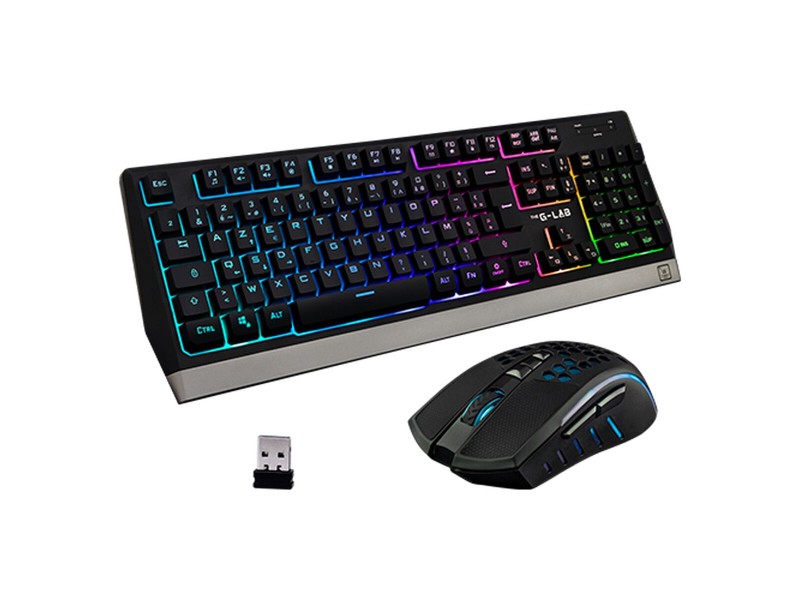 Kлаиатура с безжична мишка The G-Lab WIRELESS GAMING Черен Испанска Qwerty NaN –  BB Пакети клавиатура и мишка