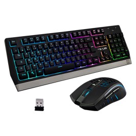 Kлаиатура с безжична мишка The G-Lab WIRELESS GAMING Черен Испанска Qwerty
