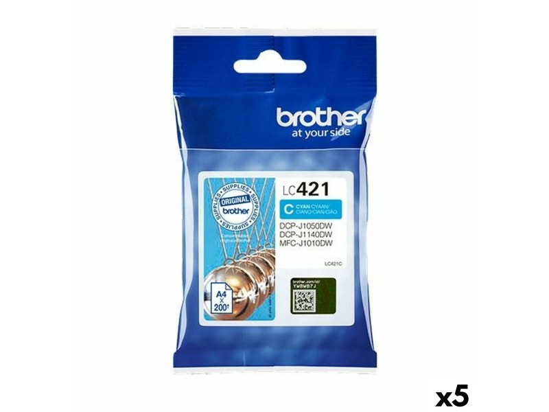 Оригиална касета за мастило Brother LC421 Синьо-зелен (5 броя) NaN –  BB Касети с мастило