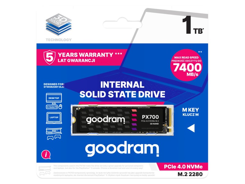 Твърд диск GoodRam SSDPR-PX700-01T-80 1,24 TB SSD SSD NaN –  BB Твърди солидни твърди дискове