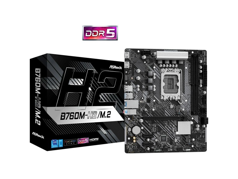 Дънна платка ASRock B760M-H2/M.2 LGA 1700 Intel B760 NaN –  BB Дънни платки