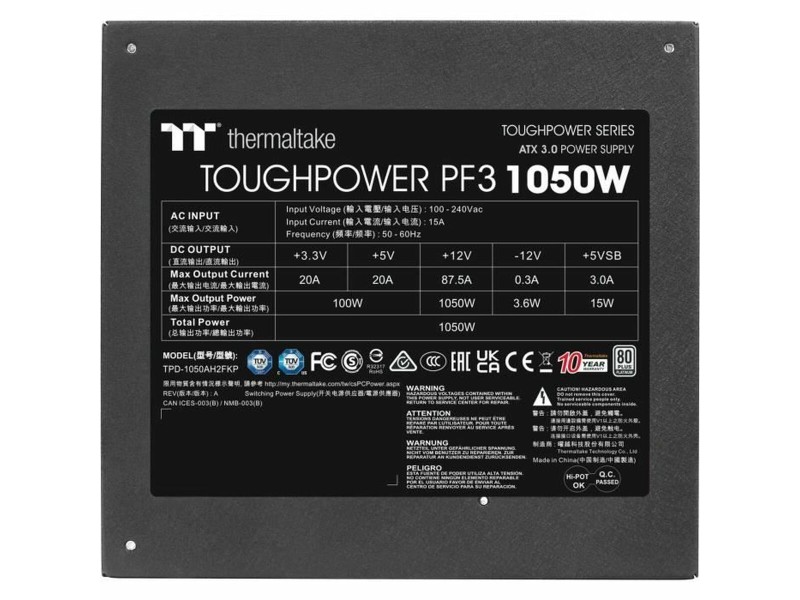 Захранване THERMALTAKE PS-TPD-1050FNFAPE-3 1050 W 80 PLUS Platinum NaN –  BB Захранвания
