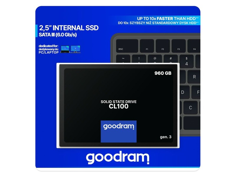 Твърд диск GoodRam CL100 G3 960 GB SSD SSD 460 MB/s-540 MB/s NaN –  BB Твърди солидни твърди дискове