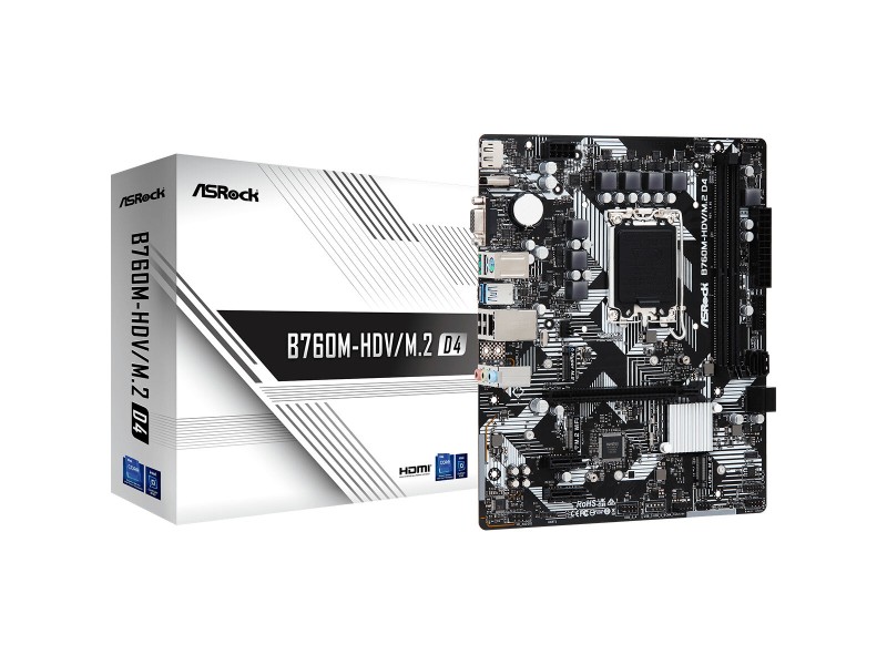 Дънна платка ASRock B760M-HDV/M.2 D4 Intel Intel B760 LGA 1700 NaN –  BB Дънни платки