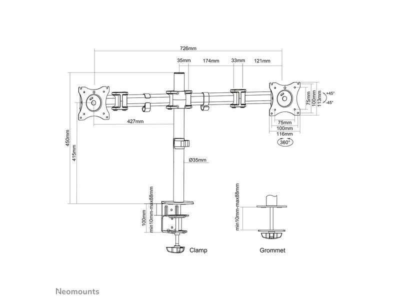 Поставка за монитор Neomounts NM-D135DBLACK NaN –  BB Стойки и подпори