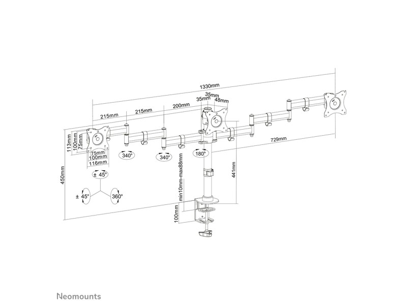 Поставка за монитор Neomounts NM-D135D3BLACK NaN –  BB Стойки и подпори