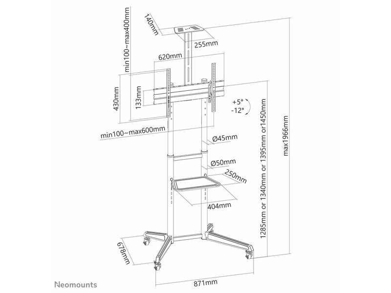 Количка Neomounts FL50-550BL1 Черен Многоцветен 70 NaN –  BB Стойки и подпори