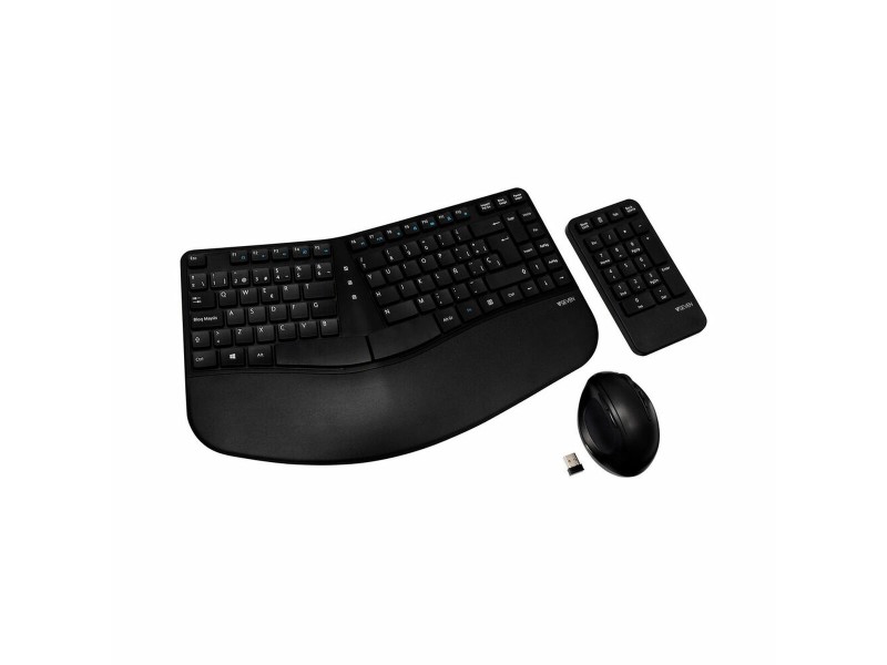 Kлаиатура с безжична мишка V7 CKW400ES Черен испански Испанска Qwerty NaN –  BB Пакети клавиатура и мишка