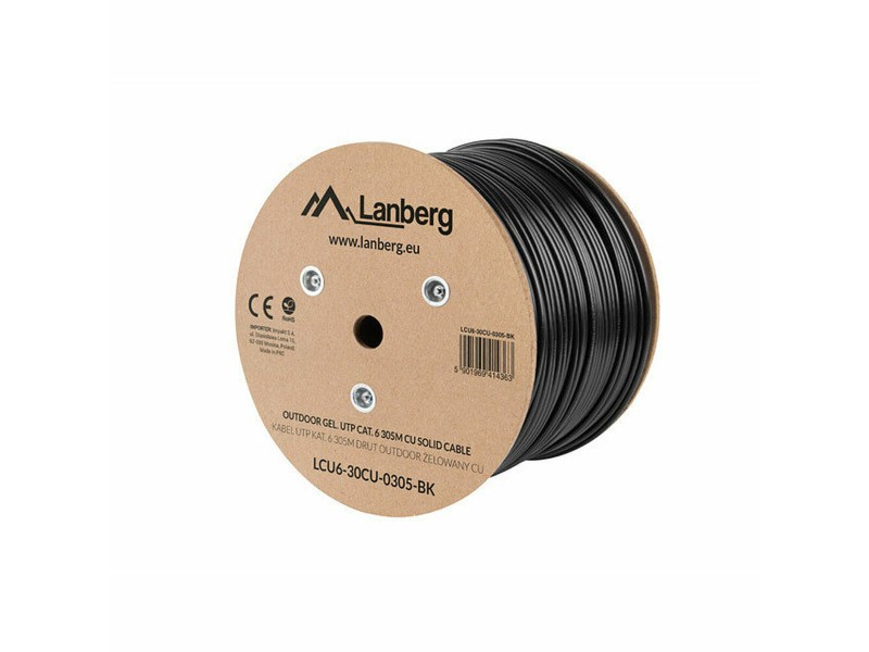 UTP категория 6 твърд мрежови кабел Lanberg LCU6-30CU-0305-BK Черен 305 m NaN –  BB Ethernet кабели