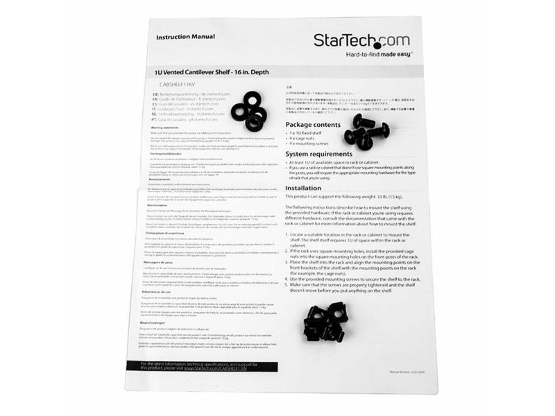 Фиксиран рафт за шкаф Startech CABSHELF116V NaN –  BB Шкафове и рафтове