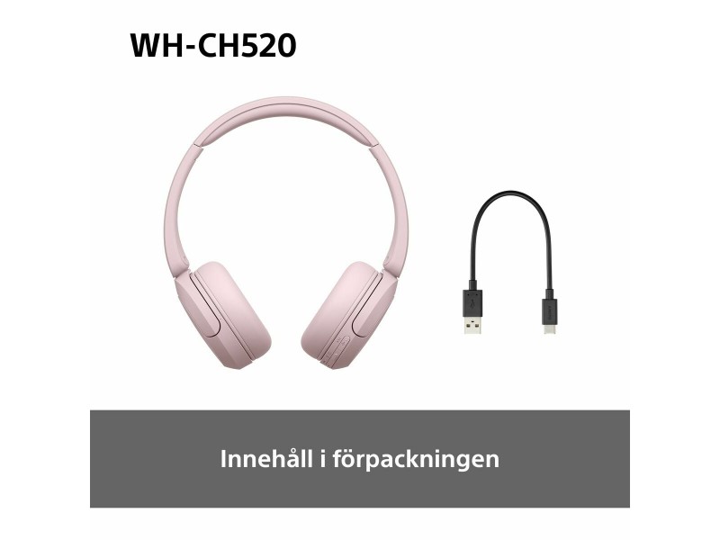 Слушалки с лента за глава Sony WHCH520P.CE7 Розов NaN –  BB Слушалки