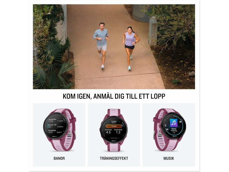 Смарт часовник GARMIN Forerunner 165 Music Черен Сив Сребрист 1,2 43 mm NaN –  BB Умни часовници