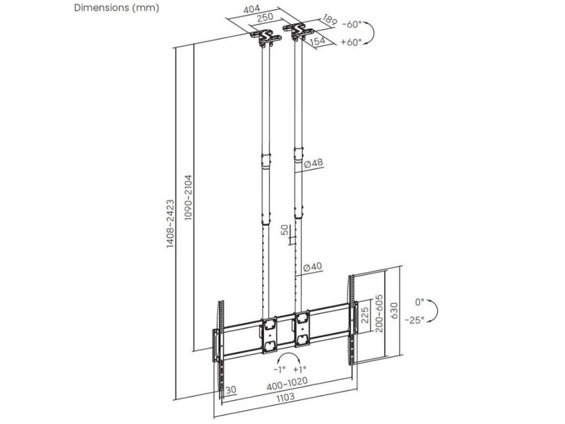 Поставка за телевизор Aisens CT120TLE-395 60 120 kg NaN –  BB Стойки за телевизор за стена