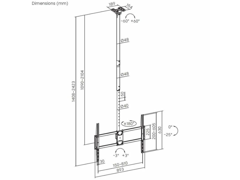 Поставка за телевизор Aisens CT100TSLE-393 100 80 kg NaN –  BB Стойки за телевизор за стена