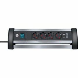 Табло с 4 гнезда с бутон за включване Brennenstuhl Alu-Office-Line 3600 W USB x 2 (1,8 m)