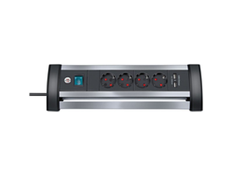 Табло с 4 гнезда с бутон за включване Brennenstuhl Alu-Office-Line 3600 W USB x 2 (1,8 m) NaN –  BB Ленти