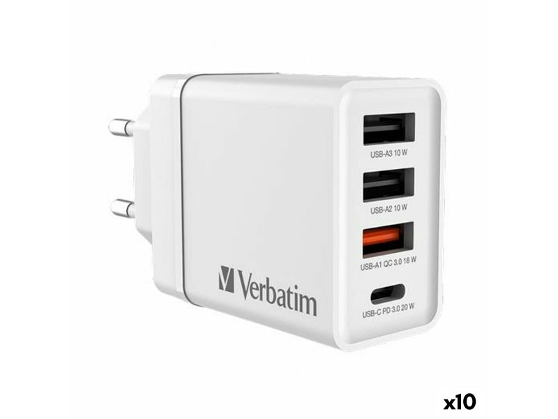 Зарядно за стена Verbatim Бял 30 W (10 броя) NaN –  BB Мрежови зарядни