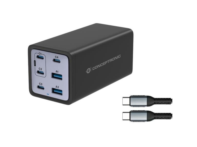 Зарядно за стена Conceptronic 120551003101 Черен 200 W (1 броя) NaN –  BB Мрежови зарядни