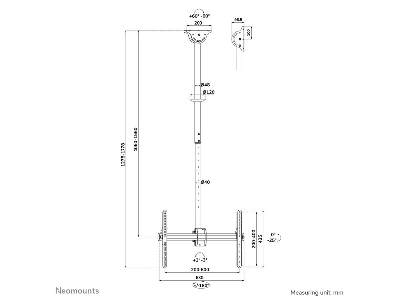 Поставка за монитор Neomounts CL35-440BL16L 70 37 50 kg NaN –  BB Стойки за телевизор за стена