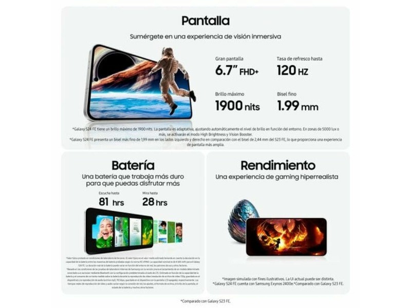 Смартфони Samsung Galaxy S24 FE 5G 6,7 8 GB RAM 256 GB Зелен NaN –  BB Безплатни телефони и смартфони