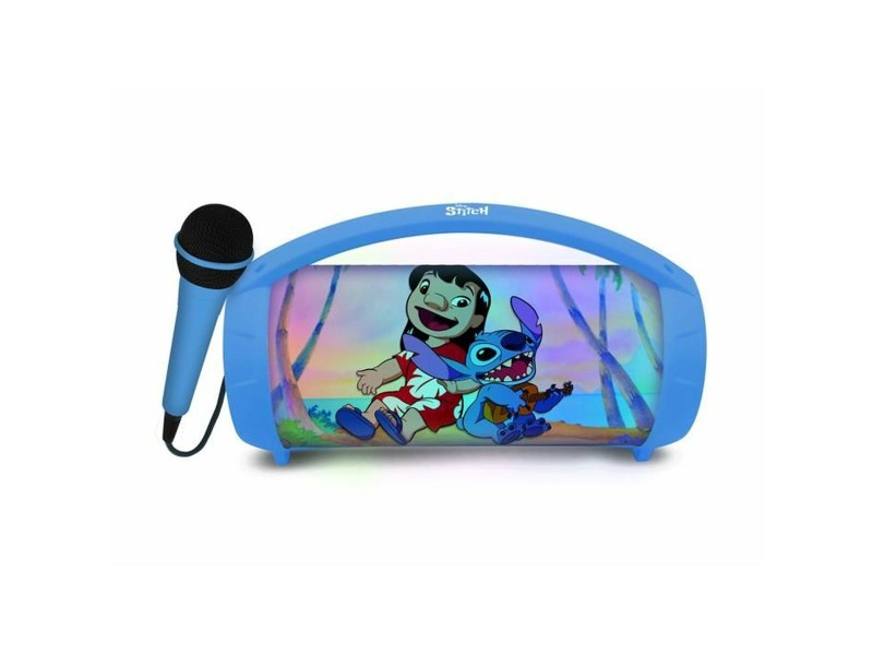 Тонколони с блутут и микрофон Караоке Lexibook Stitch Disney Син NaN –  BB Преносими Bluetooth високоговорители