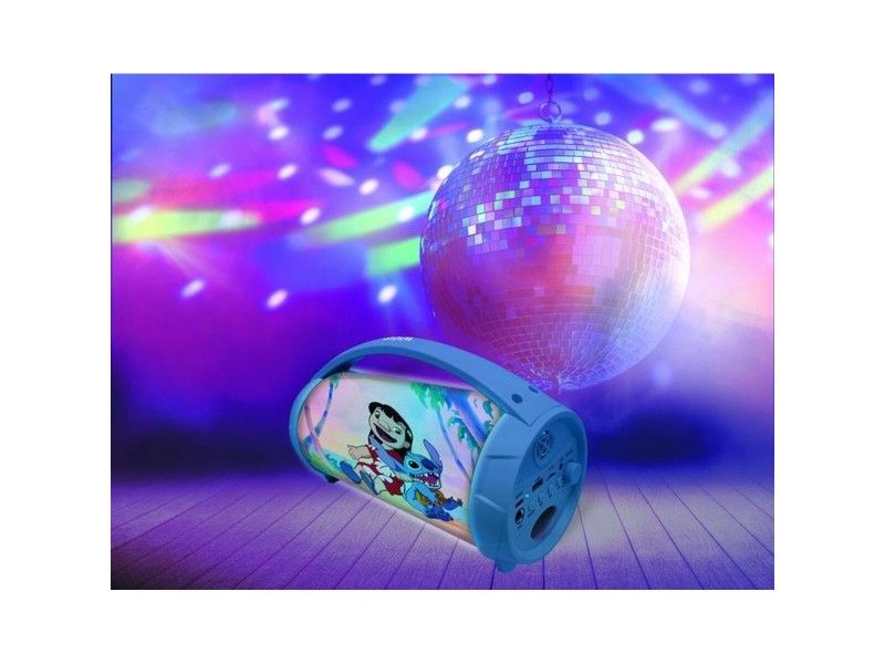 Тонколони с блутут и микрофон Караоке Lexibook Stitch Disney Син NaN –  BB Преносими Bluetooth високоговорители