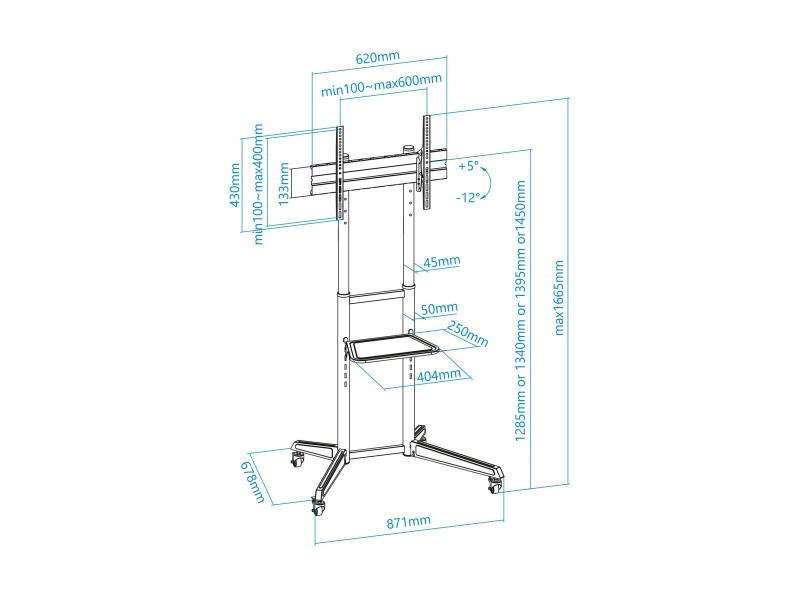 Количка TooQ FS1170M-B 37-70 50 kg NaN –  BB Стойки за телевизор за стена