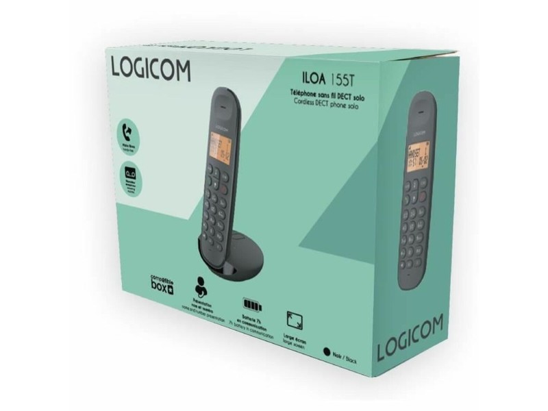Стационарен телефон Logicom DECT ILOA 155T SOLO Черен NaN –  BB Аналогови телефони