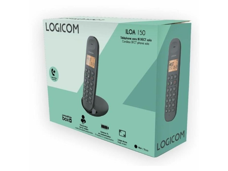 Стационарен телефон Logicom DECT ILOA 150 SOLO Черен NaN –  BB Аналогови телефони