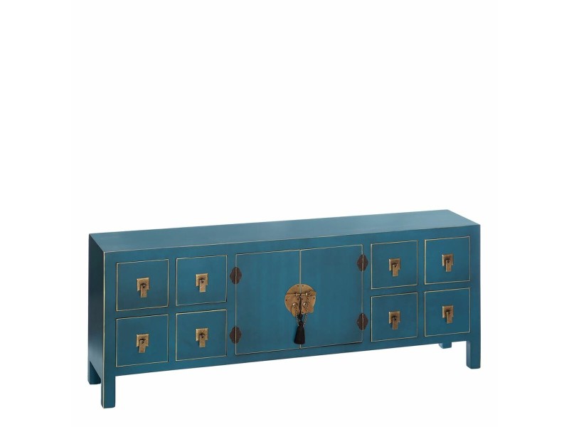 ТВ шкаф ORIENTE 130 x 24 x 50,5 cm Син Дървен MDF NaN –  BB Телевизионни маси