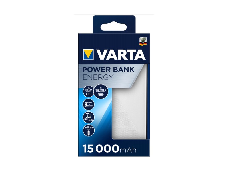 Резервна батерия Varta Energy 15000 Черен/Бял 15000 mAh NaN –  BB Преносими зарядни устройства