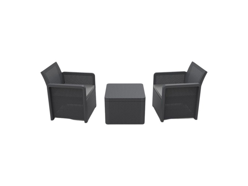 Комплект от Маса и 2 Кресла Shaf Антрацит 57 X 57 X 42 CM (3 Части) NaN –  BB Комплекти градински мебели
