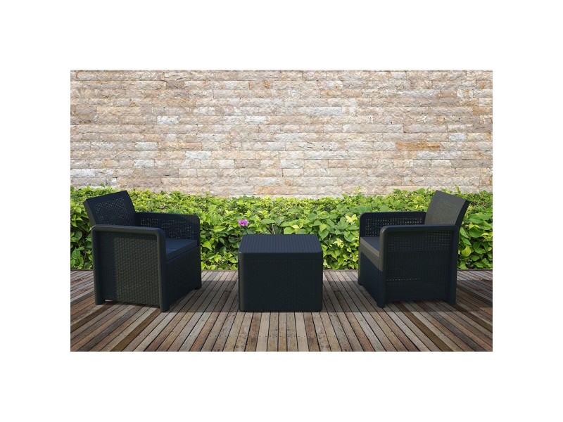 Комплект от Маса и 2 Кресла Shaf Антрацит 57 X 57 X 42 CM (3 Части) NaN –  BB Комплекти градински мебели
