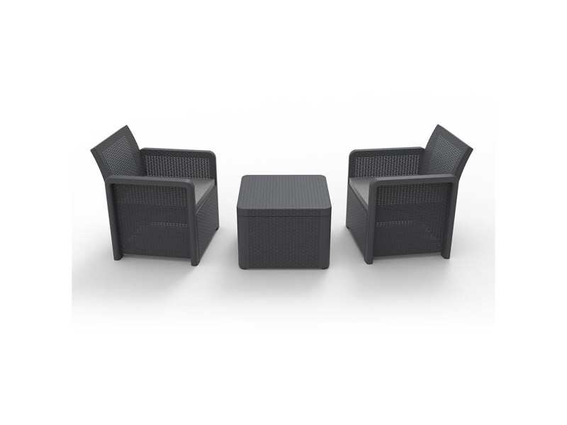 Комплект от Маса и 2 Кресла Shaf Антрацит 57 X 57 X 42 CM (3 Части) NaN –  BB Комплекти градински мебели
