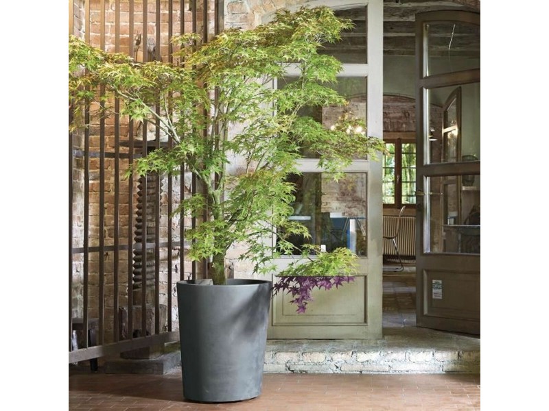 Саксия Deroma Сив Пластмаса Кръгъл Цилиндър NaN –  BB Саксии